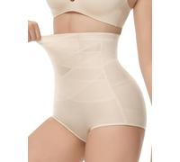 KLVEE Shapewear Tummy Control Underwear High Waisted Girdle Body Shaper Butt Lifting Panties Spanks, Beige, M