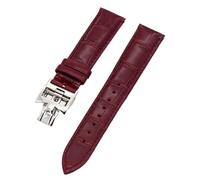 KLVN 19mm 20mm 22mm Double-sided cowhide Watch Bands For Vacheron VC Watch Strap Constantin For Men And Women Cow Leather Bracelets(Red Silver clasp,20mm)