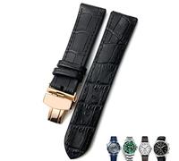 KLVN 20mm 21mm 22mm Leather Watch Strap Black Brown Watch Bands For Rolex For Omega Seamaster 300 For Hamilton For Seiko For IWC For Tissot Bracelet(Black 1 rose,22mm)
