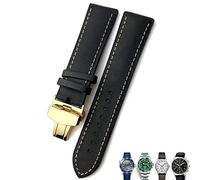 KLVN 20mm 21mm 22mm Leather Watch Strap Black Brown Watch Bands For Rolex For Omega Seamaster 300 For Hamilton For Seiko For IWC For Tissot Bracelet(Black gold,20mm)