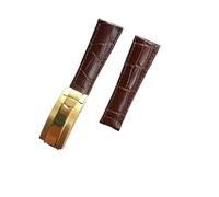 KLVN 20mm Balck Brown Genuine Leather Watchband For Role X Submariner GMT Explorer Oyster Perpetual Deployment Clasp(Blue)