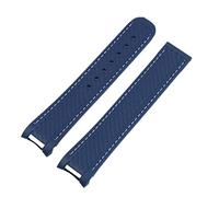 KLVN 20mm Rubber Watch Band For Omega Strap Seamaster 300 AT150 Aqua Terra Ultra Light 8900 Steel Buckle Watchband Bracelets(Light Blue White,With Rose Buckle)