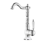 KLVN Brass Gold Deck Mounted Basin Faucet Single Handle Hot Cold Mixer Tap G9/16 Pipe(Long-Chrome)