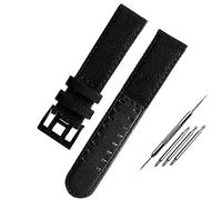 KLVN Canvas leather strap is suitable for Hamilton Khaki field watch H68201993 H7060596 For Seiko strap 20mm 22mm buckle(Black black,22mm)