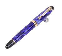 KLVN Classics Thick Body 1.0mm Bent Nib Calligraphy Pen Metal Fountain Pen Luxury Ink Gift Pens for Writing(Blue ice flower)
