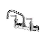 KLVN Commercial Grade Copper Kitchen Faucet Double Hole Wall Mounted Mixer Tap with Swivel Gooseneck(C)