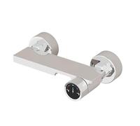 KLVN Gun Gray Wall-Mounted Tub Shower Mixer, Solid Brass High-Flow Hot & Cold Valve with Waterfall Spout(Bright Silver)