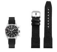 KLVN Nylon Leather Watchband 20mm 21mm 22mm Fit for IWC Le Petit Prince Big Pilot IW3777 Black Sport Canvas Watch Strap(Black silver pin,22mm)