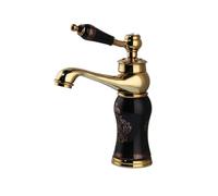 KLVN Polished Gold Counter Top Bathroom Faucet: Single Handle Swivel Hot-Cold Mixer Tap for Wash Basin(E)