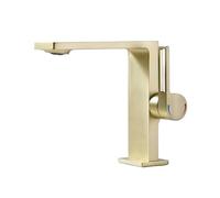 KLVN Rose Gold & White Brass Bathroom Basin Faucet: Single Lever Digital Mixer Tap with Modern Square Design(Brush Gold)