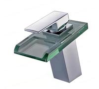 KLVN Temperature-Sensitive LED Waterfall Faucet, Color-Changing Single-Lever Deck-Mounted Vanity Tap(Grey)