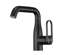 KLVN Vibrant Pink Yellow Gray Single Hole Basin Faucet Hot Cold Curved Gooseneck Deck Mounted Bathroom Tap(Black)