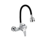 KLVN Wall-Mounted Kitchen Sink Faucet - 360° Swivel 3-Mode Water Outlet Hot-Cold Mixer Tap (2-Hole, G1/2/G3/8/G9/16 Pipe Sizes)(5408)
