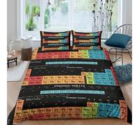 KLVWXZRYQ 3D Print Breathable Microfibre Periodic table Bed Quilt Cover Soft Bedding Set w/Pillow Cases Chemistry education Duvet Cover Set All Season Skin-Friendly Washable for All Single（135x200cm）