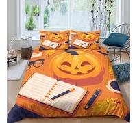 KLVWXZRYQ 3D Print Soft Microfiber Halloween decor Quilt Cover Set Easy Care Bedding Set with Pillow Shams Cartoon festive style_ Bedding Quilt Cover All Season for Home Decor Single（135x200cm）