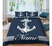 KLVWXZRYQ 3D Print Ultra Soft Microfibre NauticalAnchor Quilt Cover Sets All Season Bedding Set with Pillow Cases MarineStyleDesign Duvet Cover Sets Breathable for Couples Super king（260x220cm）