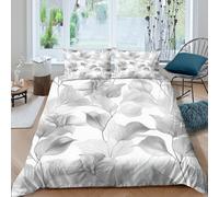 KLVWXZRYQ Soft 3D Print Microfiber Leaf pattern Bed Quilt Cover All Season Bedding Sets w/Matching Pillowcase Monochrome botanical design Duvet Cover Set Easy Care, Washable All Super king(260x220cm)