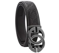 KLWINO Men's Personalized Embossed Leather Belt with Automatic Buckle Ratchet Dress Belt, Adjustable Length, Cc-black-black, 20-44W