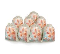 KLWQR 8 Pack Cotton Drawstring Bags, Reusable Linen Gift Bags 4.9x6.7 Inches Storage Bag Capture The Moment Gift Pouches Sachet for Jewelry Party Favors Wrapping DIY Christmas Gifts Candy Bags