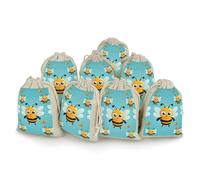 KLWQR 8 Pack Cotton Drawstring Bags, Reusable Linen Gift Bags 4.9x6.7 Inches Storage Bag Cute Fly Animal Gift Pouches Sachet for Jewelry Party Favors Wrapping DIY Christmas Gifts Candy Bags