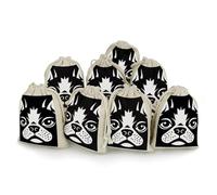 KLWQR 8 Pack Cotton Drawstring Bags, Reusable Linen Gift Bags 4.9x6.7 Inches Storage Bag French Bulldog Gift Pouches Sachet for Jewelry Party Favors Wrapping DIY Christmas Gifts Candy Bags