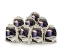 KLWQR 8 Pack Cotton Drawstring Bags, Reusable Linen Gift Bags 4.9x6.7 Inches Storage Bag Lavender And Notebook Gift Pouches Sachet for Jewelry Party Favors Wrapping DIY Christmas Gifts Candy Bags