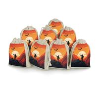 KLWQR 8 Pack Cotton Drawstring Bags, Reusable Linen Gift Bags 4.9x6.7 Inches Storage Bag Lend A Helping Hand Gift Pouches Sachet for Jewelry Party Favors Wrapping DIY Christmas Gifts Candy Bags
