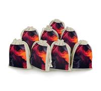 KLWQR 8 Pack Cotton Drawstring Bags, Reusable Linen Gift Bags 4.9x6.7 Inches Storage Bag Liquid Watercolor Gift Pouches Sachet for Jewelry Party Favors Wrapping DIY Christmas Gifts Candy Bags