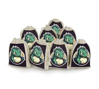 KLWQR 8 Pack Cotton Drawstring Bags, Reusable Linen Gift Bags 4.9x6.7 Inches Storage Bag Little Green Dragon's Egg Gift Pouches Sachet for Jewelry Party Favors Wrapping DIY Christmas Gifts Candy Bags