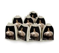KLWQR 8 Pack Cotton Drawstring Bags, Reusable Linen Gift Bags 4.9x6.7 Inches Storage Bag Raw Garlic Gift Pouches Sachet for Jewelry Party Favors Wrapping DIY Christmas Gifts Candy Bags