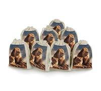 KLWQR 8 Pack Cotton Drawstring Bags, Reusable Linen Gift Bags 4.9x6.7 Inches Storage Bag Two Lions Gift Pouches Sachet for Jewelry Party Favors Wrapping DIY Christmas Gifts Candy Bags