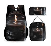KLWQR A Lit Candle Backpack for Women Men Lightweight Waterproof Backpack Set With Lunch Box Pencil Case Travel Laptop Backpack Casual Daypacks, Style, One Size
