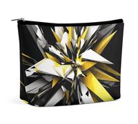 KLWQR Abstract Black White Yellow Makeup Bag for Purse Waterproof Cosmetic Bags Makeup Pouch with Zipper Travel Toiletry Bag Organizer for Women Ladies, style, One Size