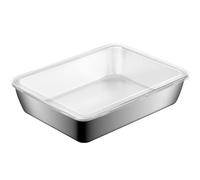 KLWQR Baking Sheet Stainless Steel Metal Tray with PE Soft Cover, Stackable Snack Storage Boxes, Deli Meat Keeper for Refrigerator or Picnic Party(31x25x6 cm/12x10x2 in)
