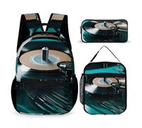 KLWQR Black Film Record Backpack for Women Men Lightweight Waterproof Backpack Set With Lunch Box Pencil Case Travel Laptop Backpack Casual Daypacks, Style, One Size