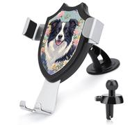 KLWQR Border Collie Florals Car Phone Mount Stand Hands Free Cell Phone Holder Non-Slip Ultra Stable Car Phone Holder Universal Fit Automobile Clamp Cradle Compatible with Most Cell Phones