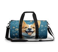 KLWQR Bubble And Corgi Sport Gym Duffle Travel Bag for Women Men Overnight Weekender Bag with Shoe Compartment,Wet Pocket, 17.7in/9in/9in, style-16, style-16, 17.7in/9in/9in