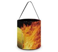KLWQR Burning Tennis Pictures Halloween Trick Or Treat Bags with Handles Halloween Candy Buckets Portable Reusable Goody Bucket Tote Bag