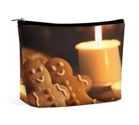 KLWQR Candles And Gingerbread Men Makeup Bag for Purse Waterproof Cosmetic Bags Makeup Pouch with Zipper Travel Toiletry Bag Organizer for Women Ladies, style, One Size