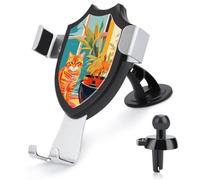 KLWQR Cat Illustration Car Phone Mount Stand Hands Free Cell Phone Holder Non-Slip Ultra Stable Car Phone Holder Universal Fit Automobile Clamp Cradle Compatible with Most Cell Phones