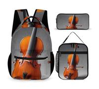 KLWQR Cello Model Kit Backpack for Women Men Lightweight Waterproof Backpack Set With Lunch Box Pencil Case Travel Laptop Backpack Casual Daypacks, Style, One Size