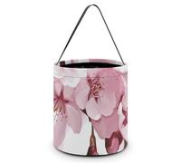KLWQR Cherry Blossom Halloween Trick Or Treat Bags with Handles Halloween Candy Buckets Portable Reusable Goody Bucket Tote Bag