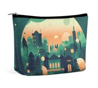KLWQR City Silhouette Makeup Bag for Purse Waterproof Cosmetic Bags Makeup Pouch with Zipper Travel Toiletry Bag Organizer for Women Ladies, style, One Size