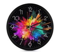 KLWQR Color Explosion Wall Clock 10 Inch Silent Non-Ticking Round Clocks Battery Operated Modern Kitchen Clock Wall Decor for Living Room Office Home Bedroom Kitchen Bathroom