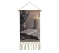 KLWQR Cotton And Linen Hanging Poster with Tassel 10 X 19.6 Inch Long Vertical Wall Hanging Tapestry Light A Candle Wall Artwork Painting Decoration for Living Room Office Bedroom