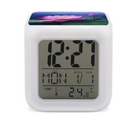 KLWQR Digital LED Color Change Alarm Clock, Bright Flower Wake-up Clock with Temperature, Home Decor Alarm Clock with Night Light for Home Bedroom Office