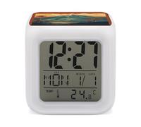 KLWQR Digital LED Color Change Alarm Clock, City Signage Wake-up Clock with Temperature, Home Decor Alarm Clock with Night Light for Home Bedroom Office