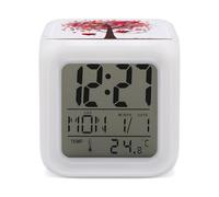 KLWQR Digital LED Color Change Alarm Clock, Love Colorful Tree Wake-up Clock with Temperature, Home Decor Alarm Clock with Night Light for Home Bedroom Office