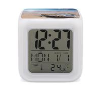 KLWQR Digital LED Color Change Alarm Clock, Ocean Beach Mussel Pearl Wake-up Clock with Temperature, Home Decor Alarm Clock with Night Light for Home Bedroom Office