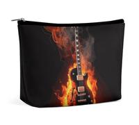 KLWQR Fire Guitar Makeup Bag for Purse Waterproof Cosmetic Bags Makeup Pouch with Zipper Travel Toiletry Bag Organizer for Women Ladies, style, One Size